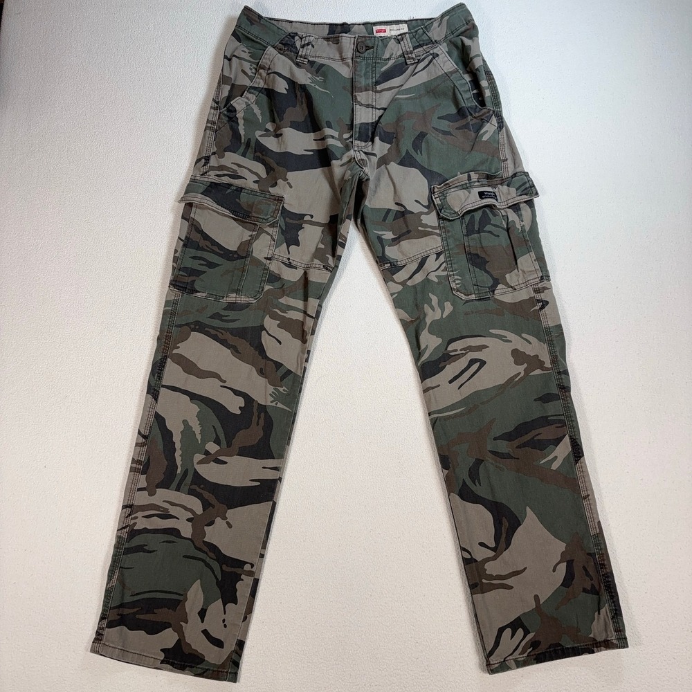 Wrangler Camo Cargo Pants Mens 32x31 Green Relaxed Straight Military Hunting Y2K